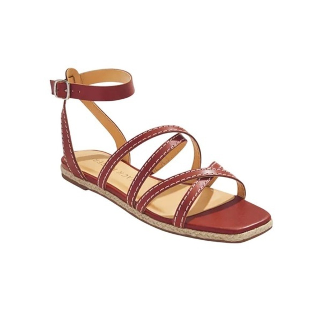 Jack Rogers‎ Island Stitch Ankle Strap Sandals Brown Brazilian Leather 11